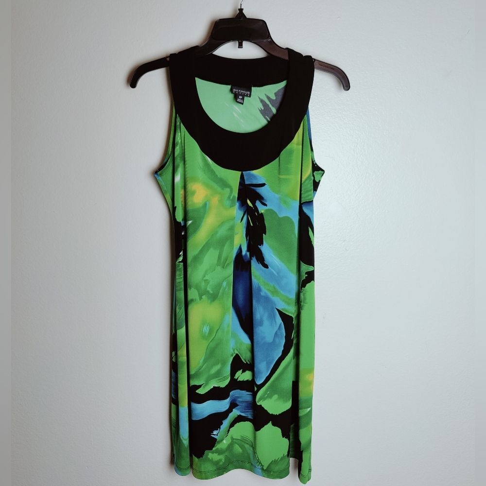 VTG Y2K En Focus Petite Shift Trapeze Dress Graphic Floral Print, Size 8P